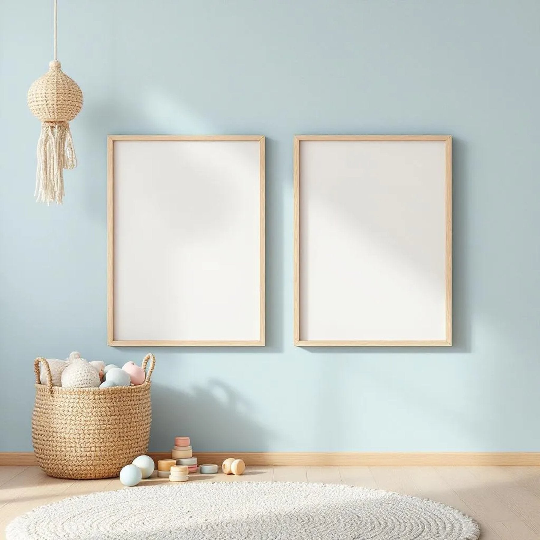 Nursery Editorial Room Mockup — Plain Square Frame Square 1:1 — Perspective View — #05304 | MockupBulk