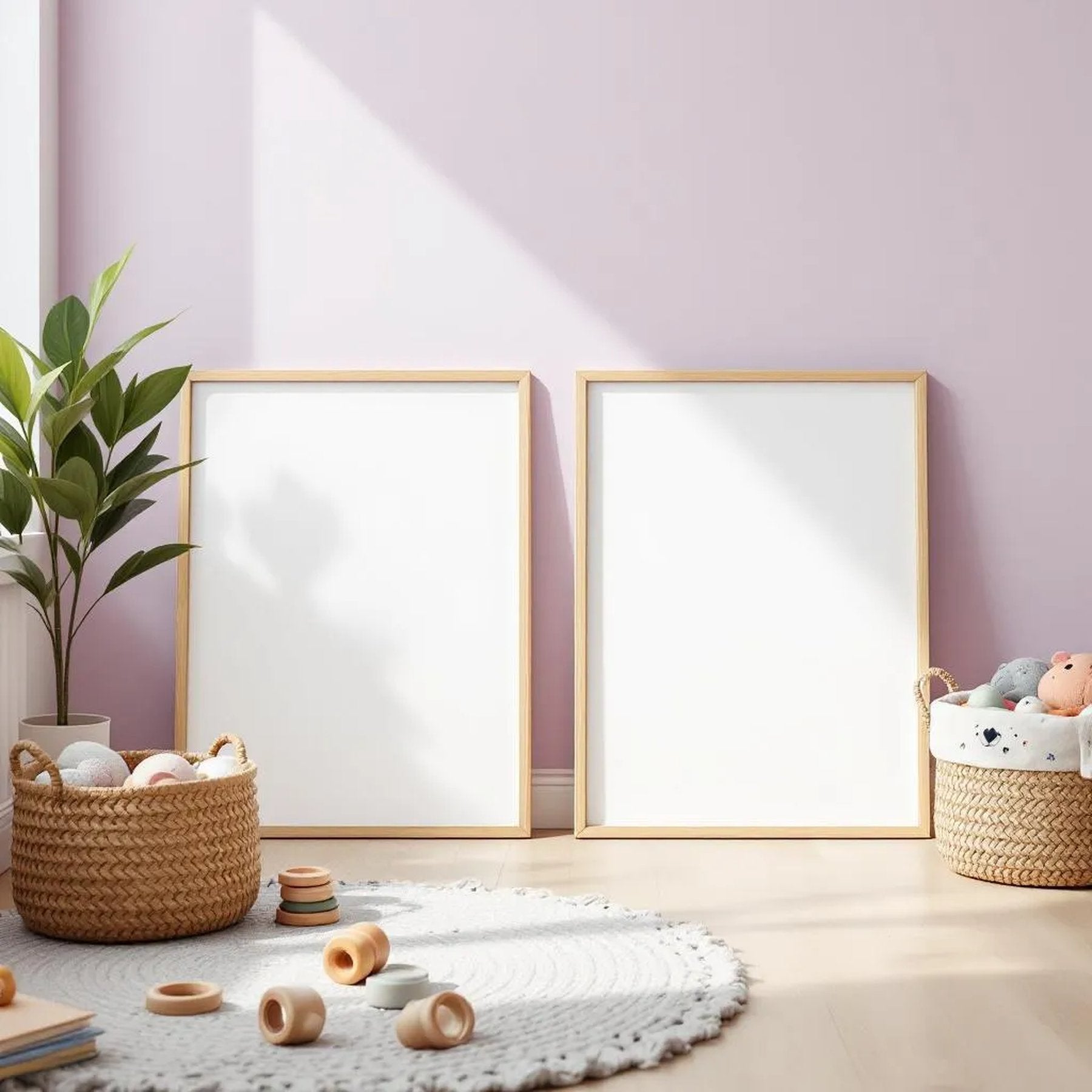 Nursery Premium Interior Mockup — Plain Square Frame Portrait 4:5 — Perspective View — #05306 | MockupBulk