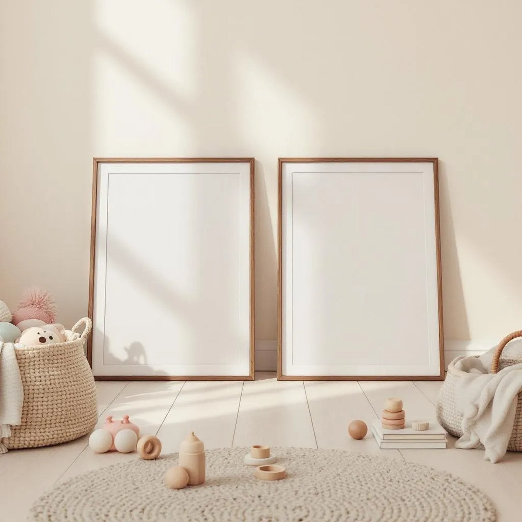 Nursery Professional Frame Mockup — Plain Square Frame Portrait 2:3 — Perspective View — #05307 | MockupBulk