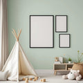Nursery Styled Room Mockup — Plain Square Frame Portrait 2:3 — Perspective View — #05360 | MockupBulk