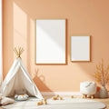 Nursery Interior Frame Mockup — Plain Square Frame Portrait 2:3 — Perspective View — #05370 | MockupBulk