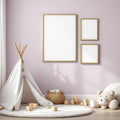 Nursery Room Scene Mockup — Plain Square Frame Portrait 2:3 — Perspective View — #05371 | MockupBulk