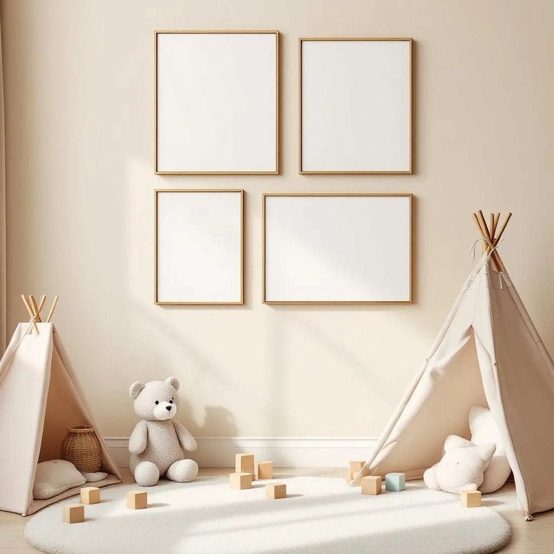 Nursery Professional Frame Mockup — Plain Square Frame Landscape 11x14 — Perspective View — #05372 | MockupBulk