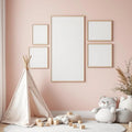 Nursery Interior Frame Mockup — Plain Square Frame Portrait 2:3 — Perspective View — #05374 | MockupBulk
