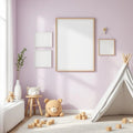 Nursery Wall Art Mockup — Plain Square Frame Portrait 2:3 — Perspective View — #05376 | MockupBulk