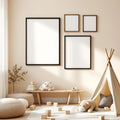 Nursery High-Res Frame Mockup — Plain Square Frame Square 1:1 — Perspective View — #05379 | MockupBulk