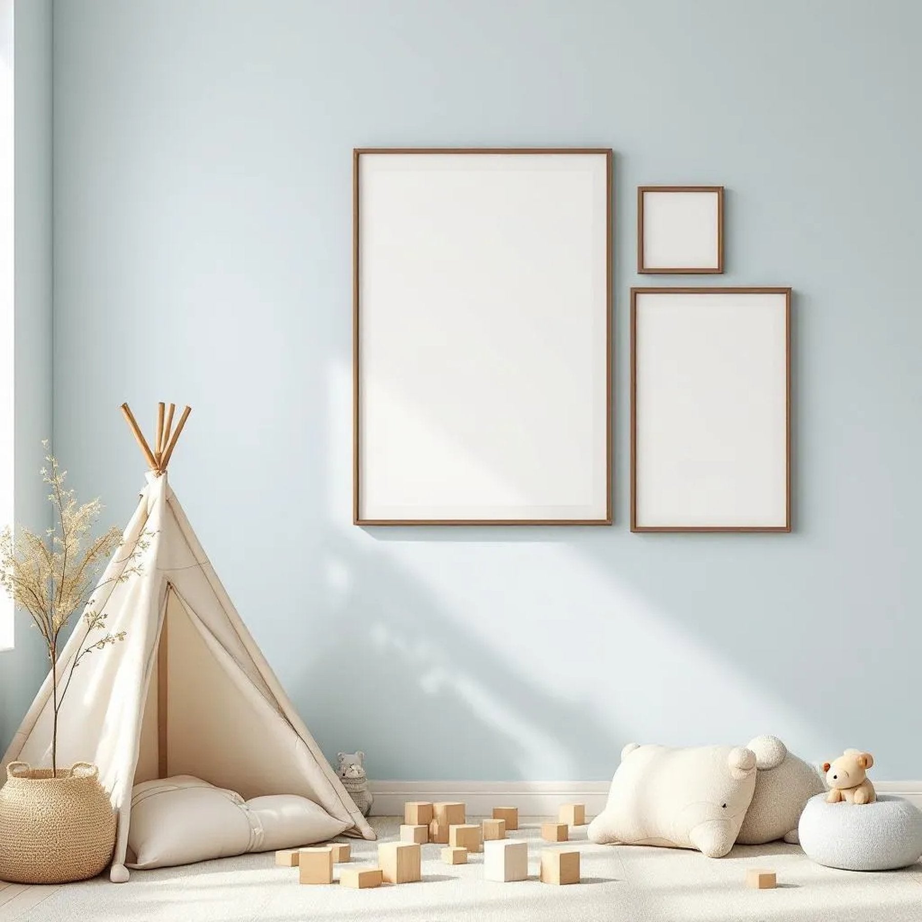 Nursery High-Res Frame Mockup — Plain Square Frame Portrait 2:3 — Perspective View — #05380 | MockupBulk