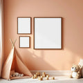 Nursery High-Res Frame Mockup — Plain Square Frame Portrait 2:3 — Perspective View — #05381 | MockupBulk