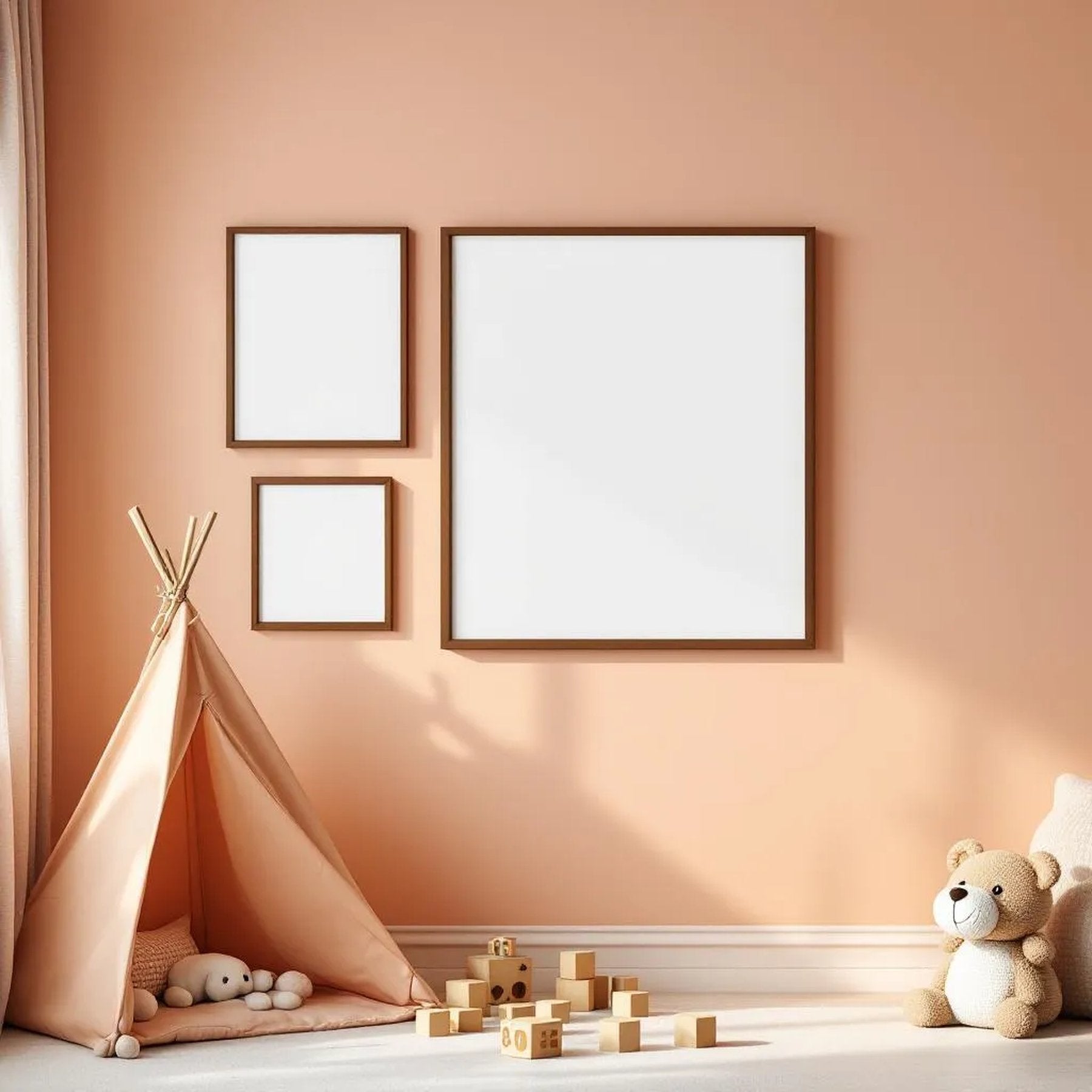Nursery High-Res Frame Mockup — Plain Square Frame Portrait 2:3 — Perspective View — #05381 | MockupBulk
