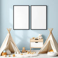 Nursery Frame Display Mockup — Plain Square Frame Portrait 4:5 — Perspective View — #05382 | MockupBulk