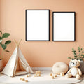 Nursery Room Scene Mockup — Plain Square Frame Portrait 2:3 — Perspective View — #05383 | MockupBulk