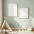 Nursery Room Scene Mockup — Plain Square Frame Portrait 2:3 — Perspective View — #05386 | MockupBulk