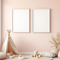 Nursery High-Res Frame Mockup — Plain Square Frame Landscape 3:4 — Perspective View — #05387 | MockupBulk