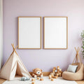 Nursery Professional Frame Mockup — Plain Square Frame Portrait 4:5 — Perspective View — #05389 | MockupBulk