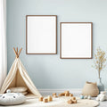 Nursery Room Scene Mockup — Plain Square Frame Landscape 3:4 — Perspective View — #05393 | MockupBulk