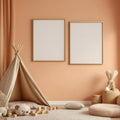 Nursery Premium Interior Mockup — Plain Square Frame Portrait 2:3 — Perspective View — #05394 | MockupBulk