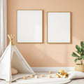 Nursery Frame Display Mockup — Plain Square Frame Portrait 2:3 — Perspective View — #05396 | MockupBulk