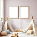 Nursery Professional Frame Mockup — Plain Square Frame Portrait 4:5 — Perspective View — #05397 | MockupBulk