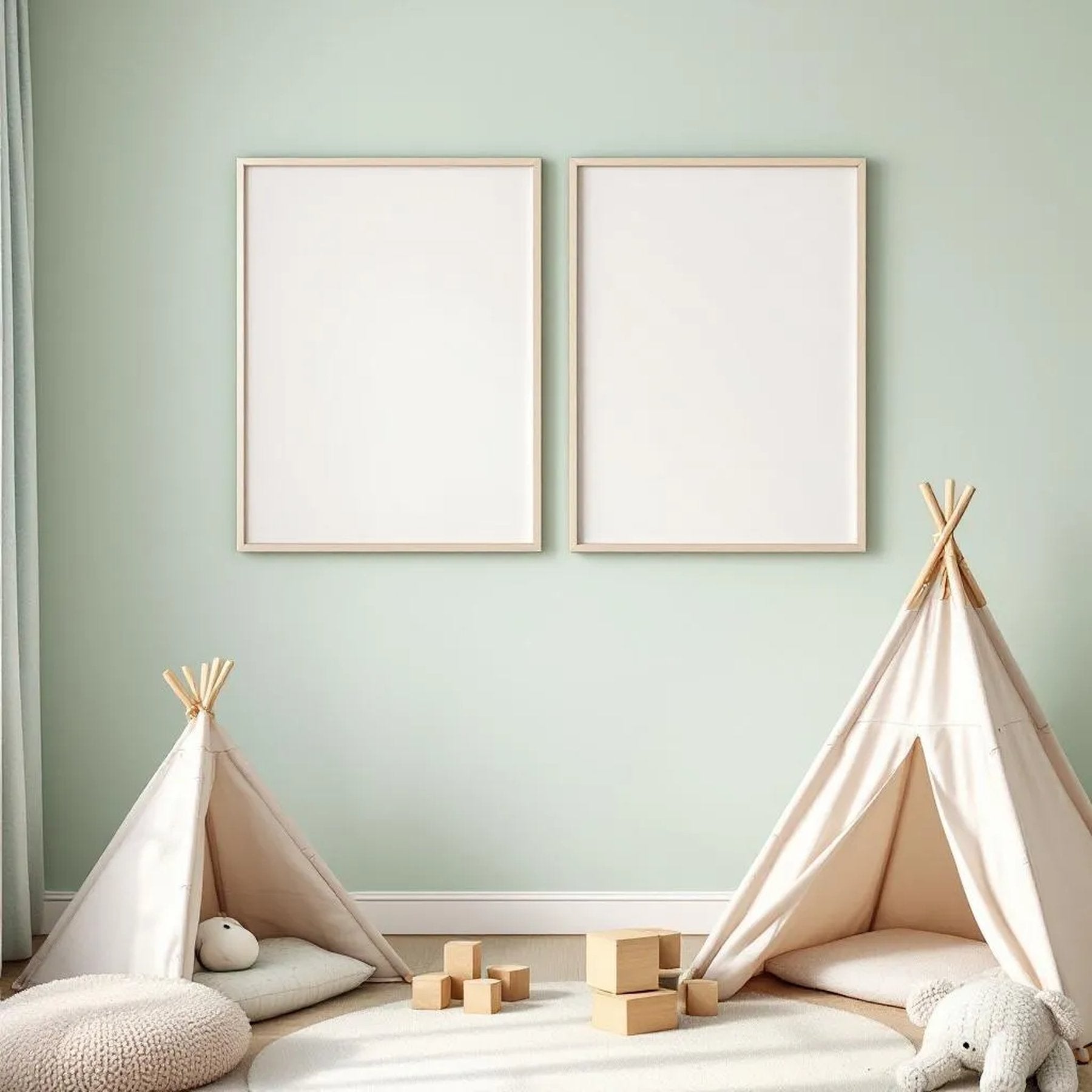 Nursery Premium Interior Mockup — Plain Square Frame Portrait 4:5 — Perspective View — #05399 | MockupBulk