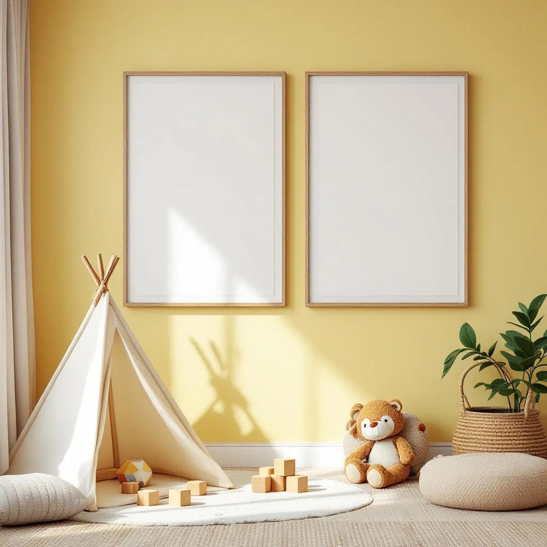 Nursery Lifestyle Frame Mockup — Plain Square Frame Portrait 2:3 — Perspective View — #05401 | MockupBulk
