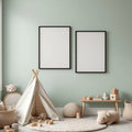 Nursery Professional Frame Mockup — Plain Square Frame Portrait 2:3 — Perspective View — #05404 | MockupBulk