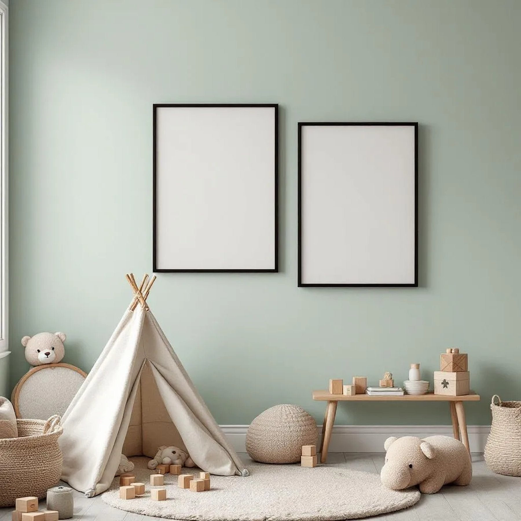 Nursery Professional Frame Mockup — Plain Square Frame Portrait 2:3 — Perspective View — #05404 | MockupBulk