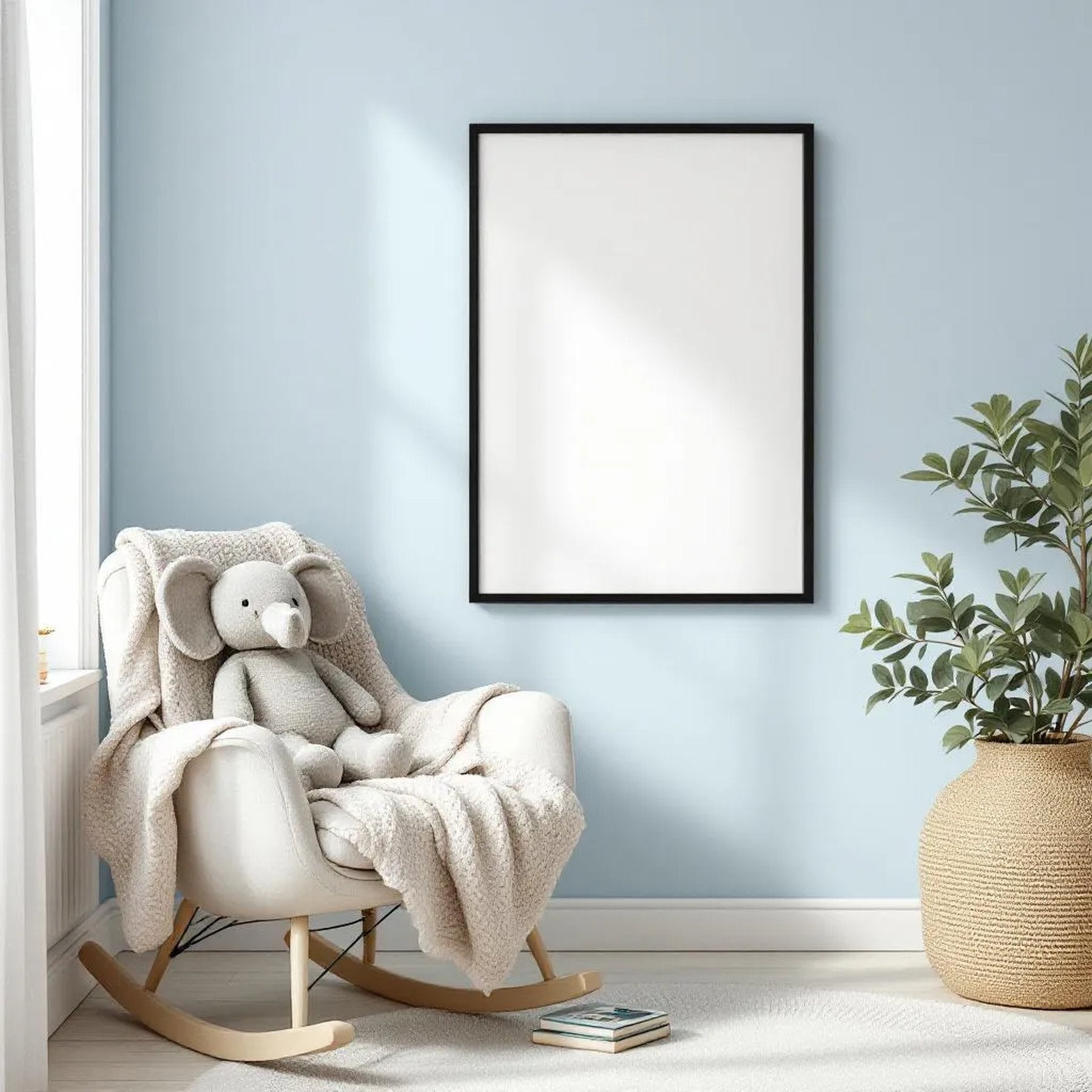 Nursery High-Res Frame Mockup — Plain Square Frame Portrait 2:3 — Perspective View — #05070 | MockupBulk
