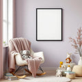 Nursery Styled Room Mockup — Plain Square Frame Portrait 2:3 — Perspective View — #05072 | MockupBulk