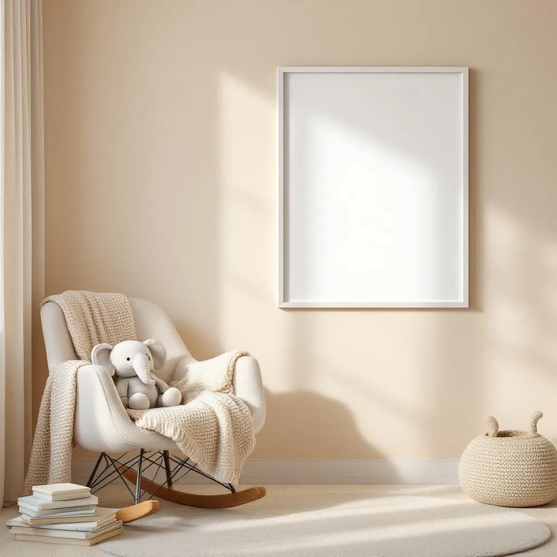 Nursery Lifestyle Frame Mockup — Plain Square Frame Portrait 2:3 — Perspective View — #05073 | MockupBulk
