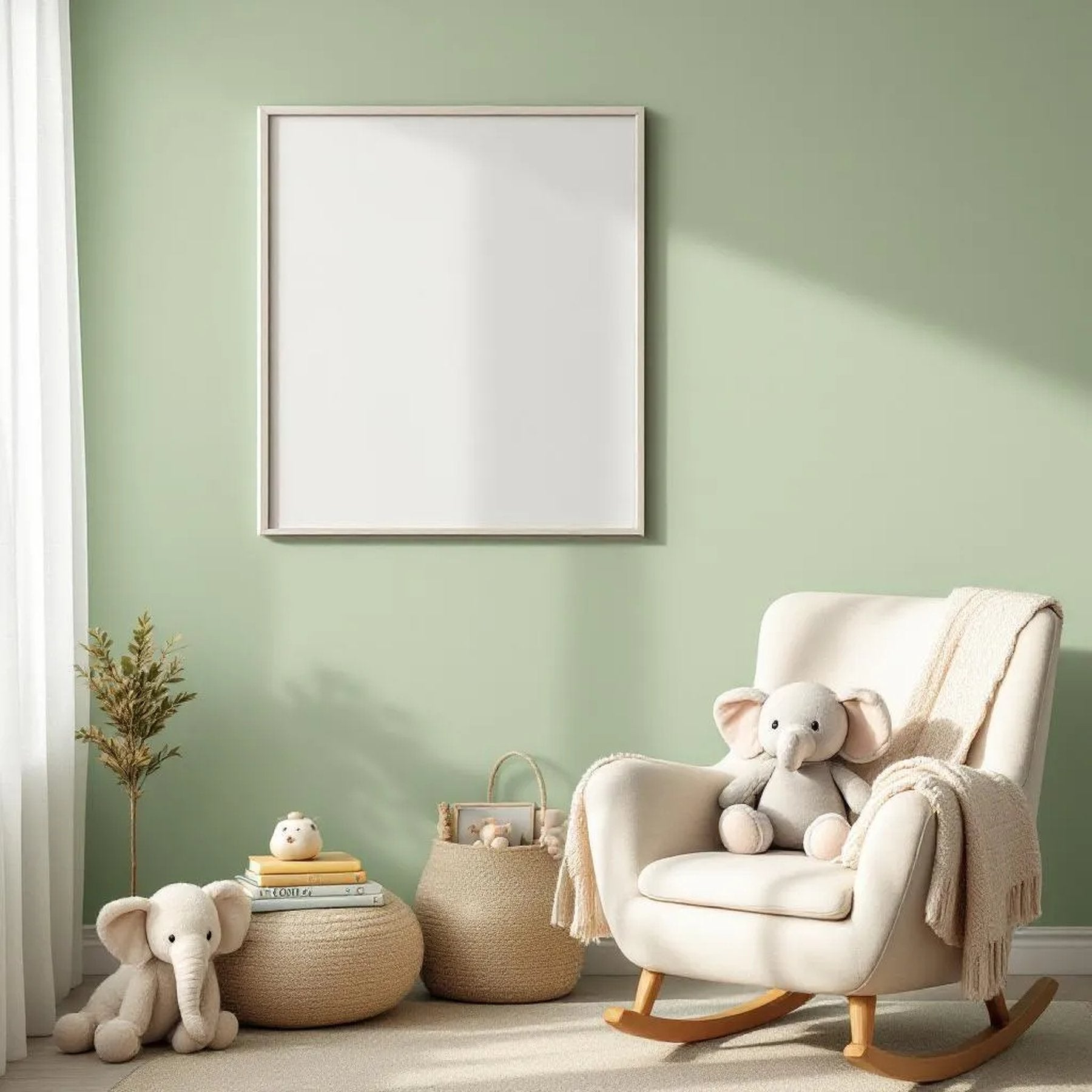 Nursery Professional Frame Mockup — Plain Square Frame Portrait 2:3 — Perspective View — #05074 | MockupBulk
