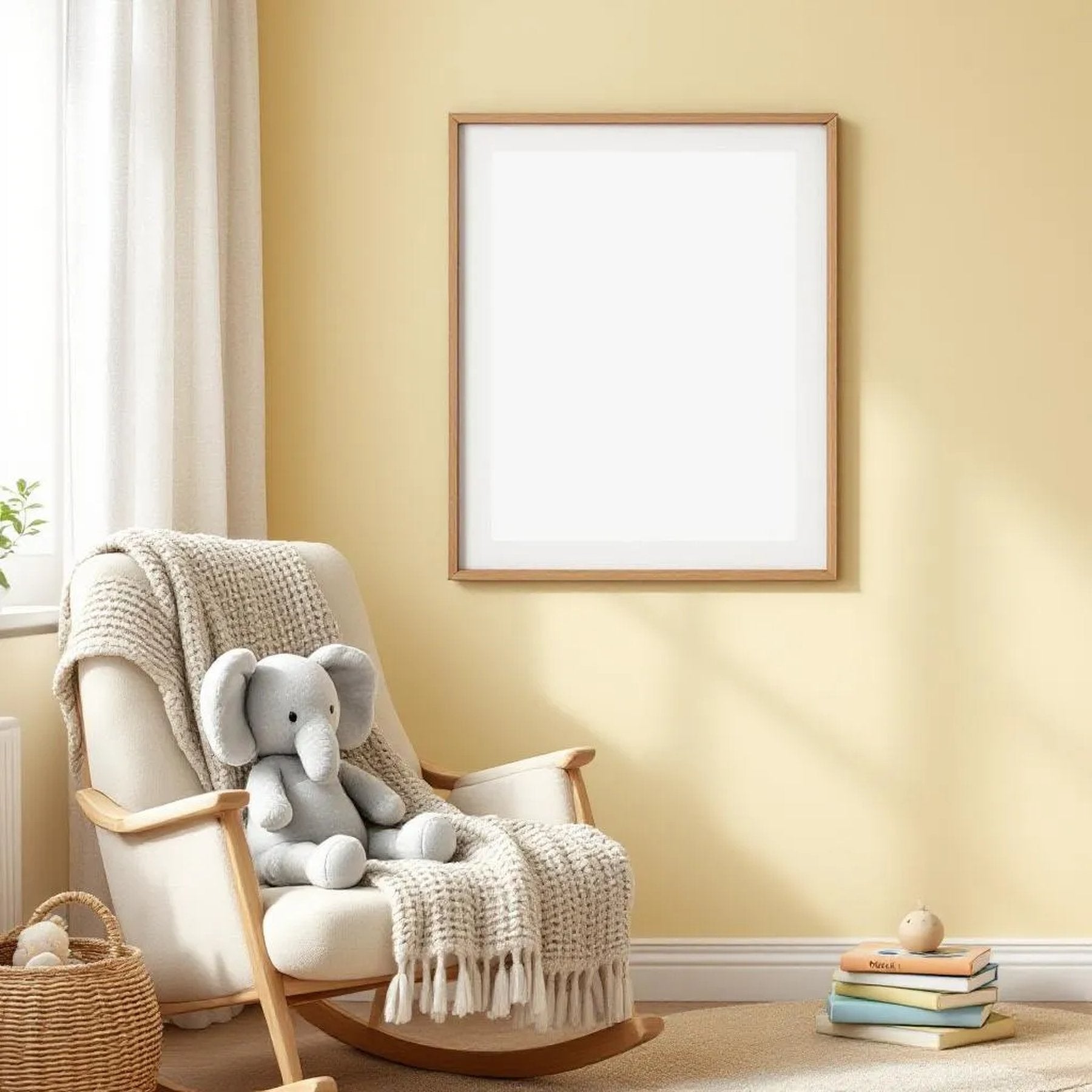 Nursery Lifestyle Frame Mockup — Plain Square Frame Portrait 2:3 — Perspective View — #05076 | MockupBulk