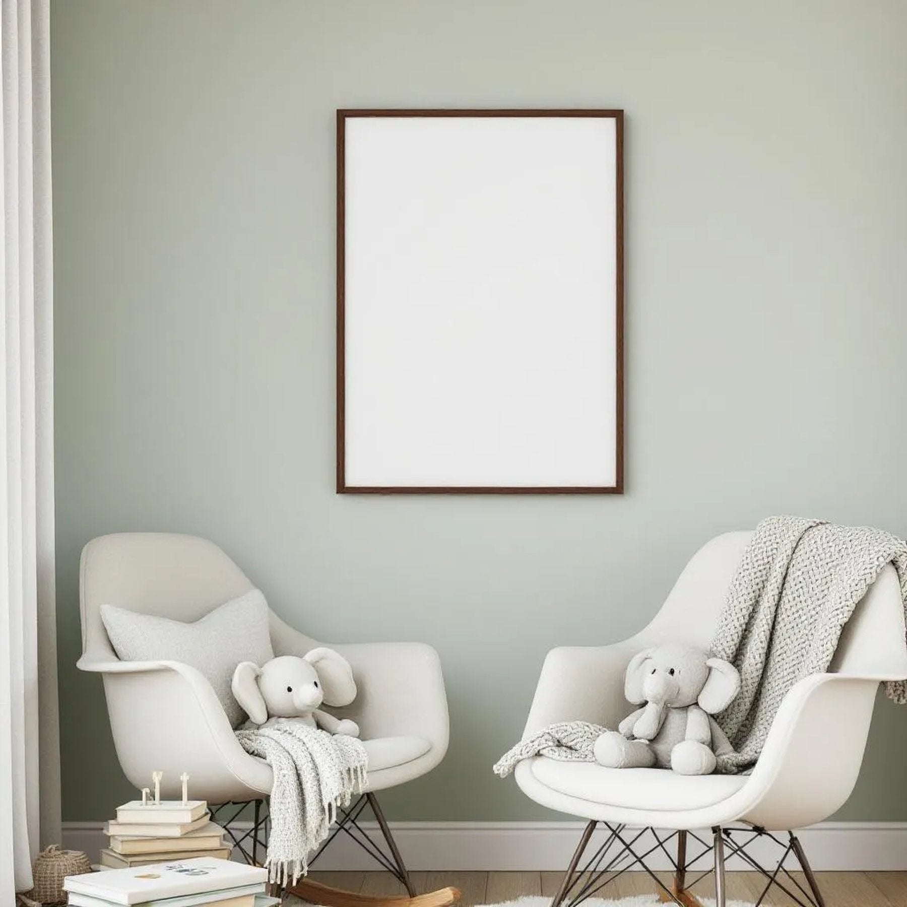 Nursery Editorial Room Mockup — Plain Square Frame Portrait 2:3 — Perspective View — #05079 | MockupBulk