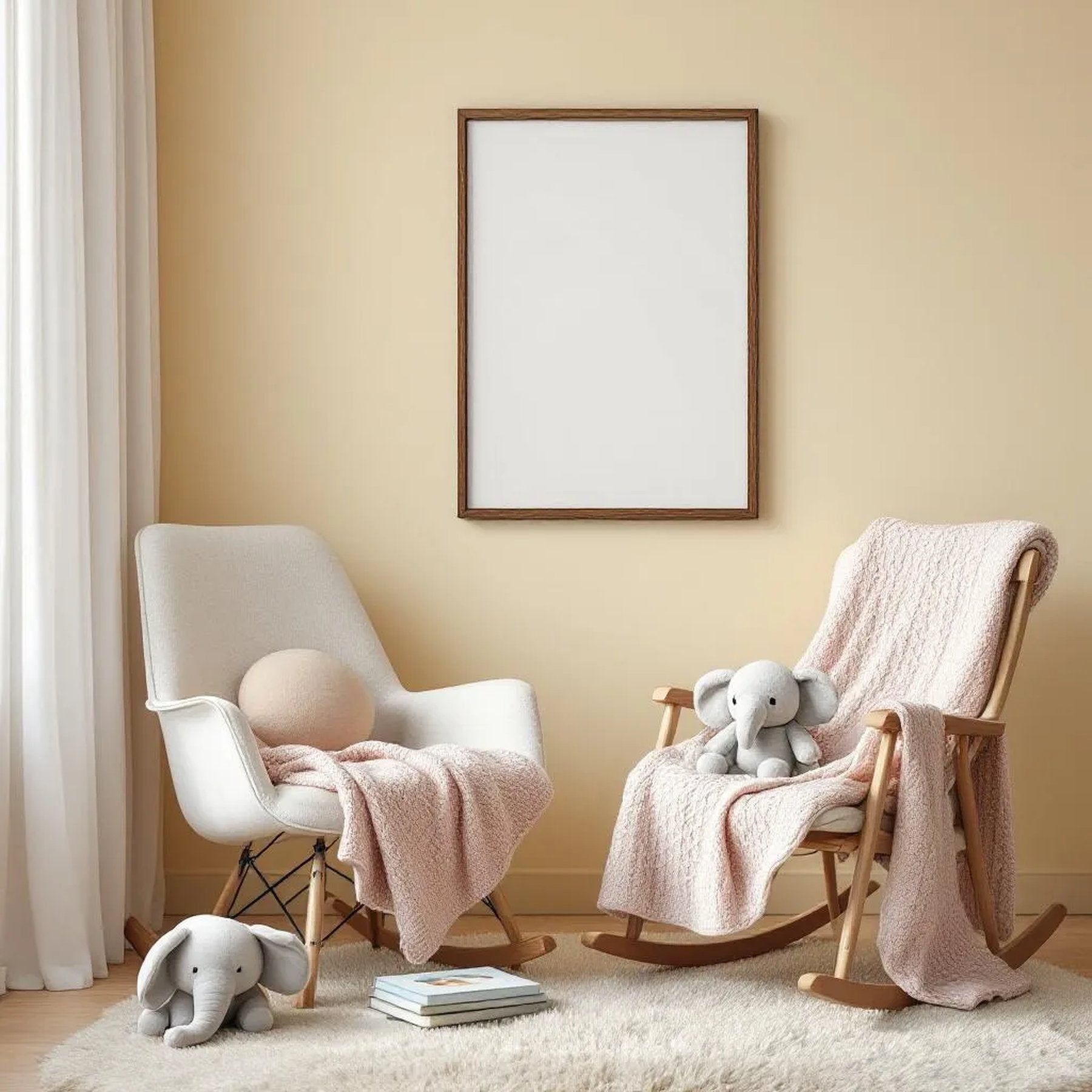 Nursery Professional Frame Mockup — Plain Square Frame Portrait 2:3 — Perspective View — #05080 | MockupBulk