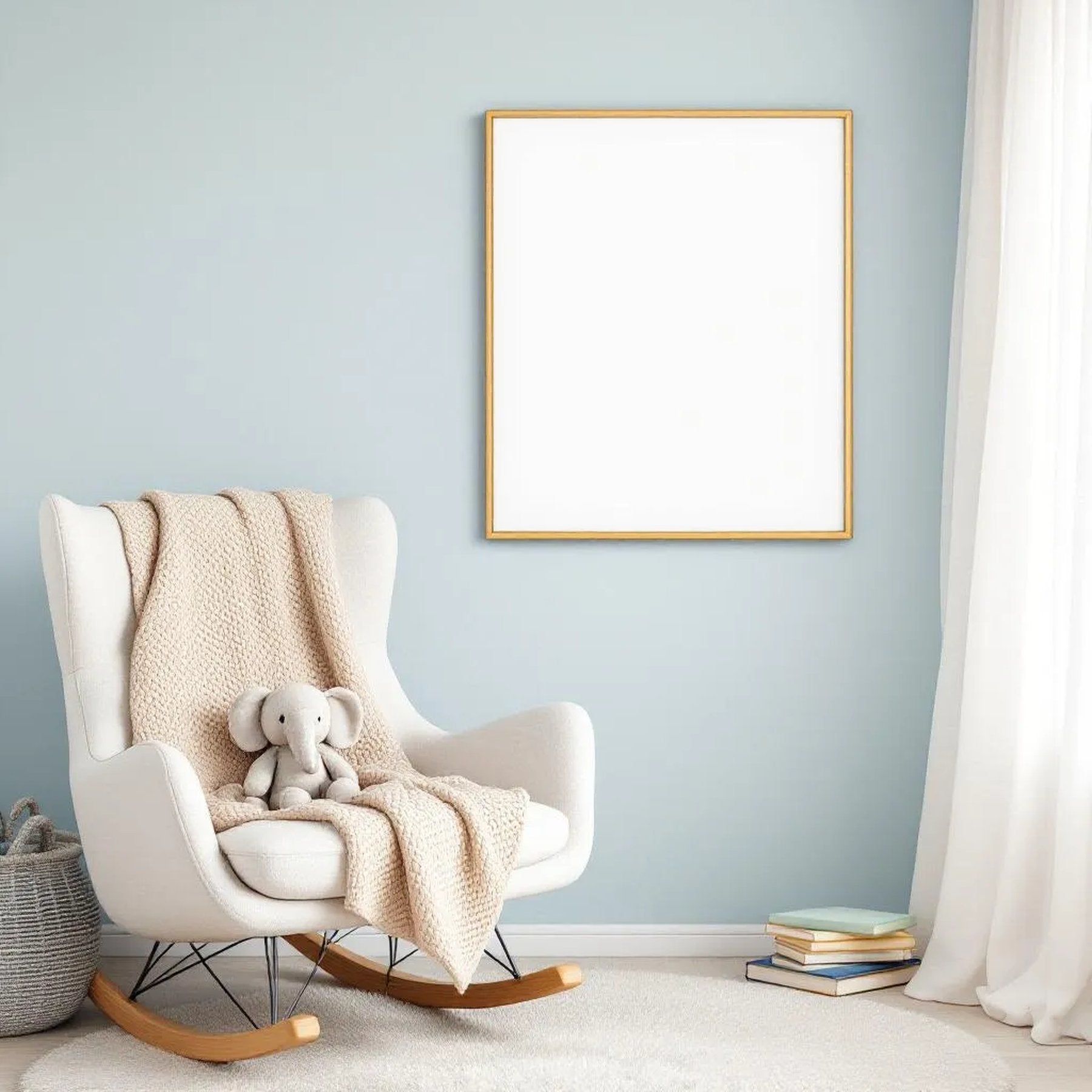 Nursery Wall Art Mockup — Plain Square Frame Portrait 2:3 — Perspective View — #05083 | MockupBulk