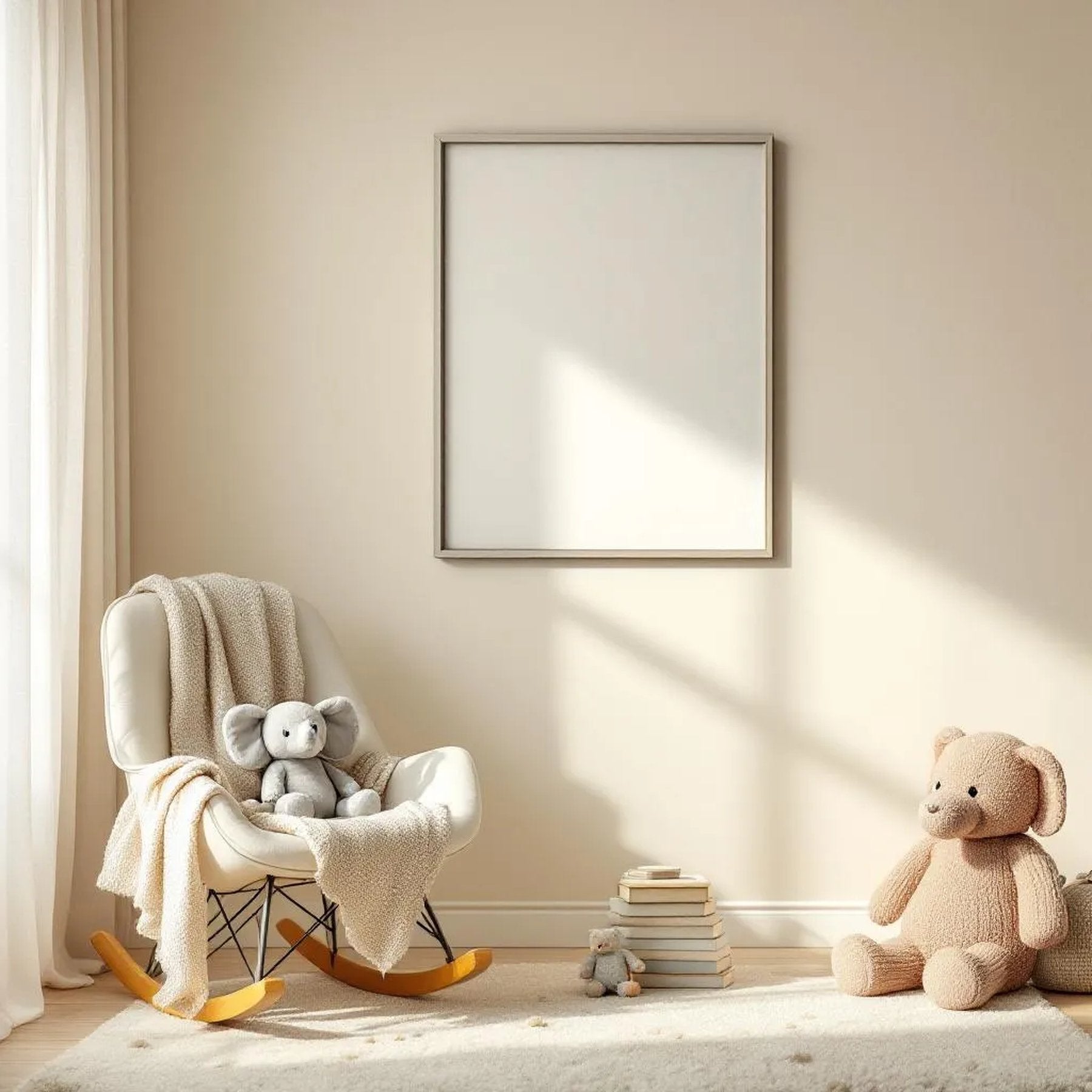 Nursery Professional Frame Mockup — Plain Square Frame Portrait 2:3 — Perspective View — #05086 | MockupBulk