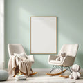 Nursery Room Scene Mockup — Plain Square Frame Portrait 2:3 — Perspective View — #05087 | MockupBulk