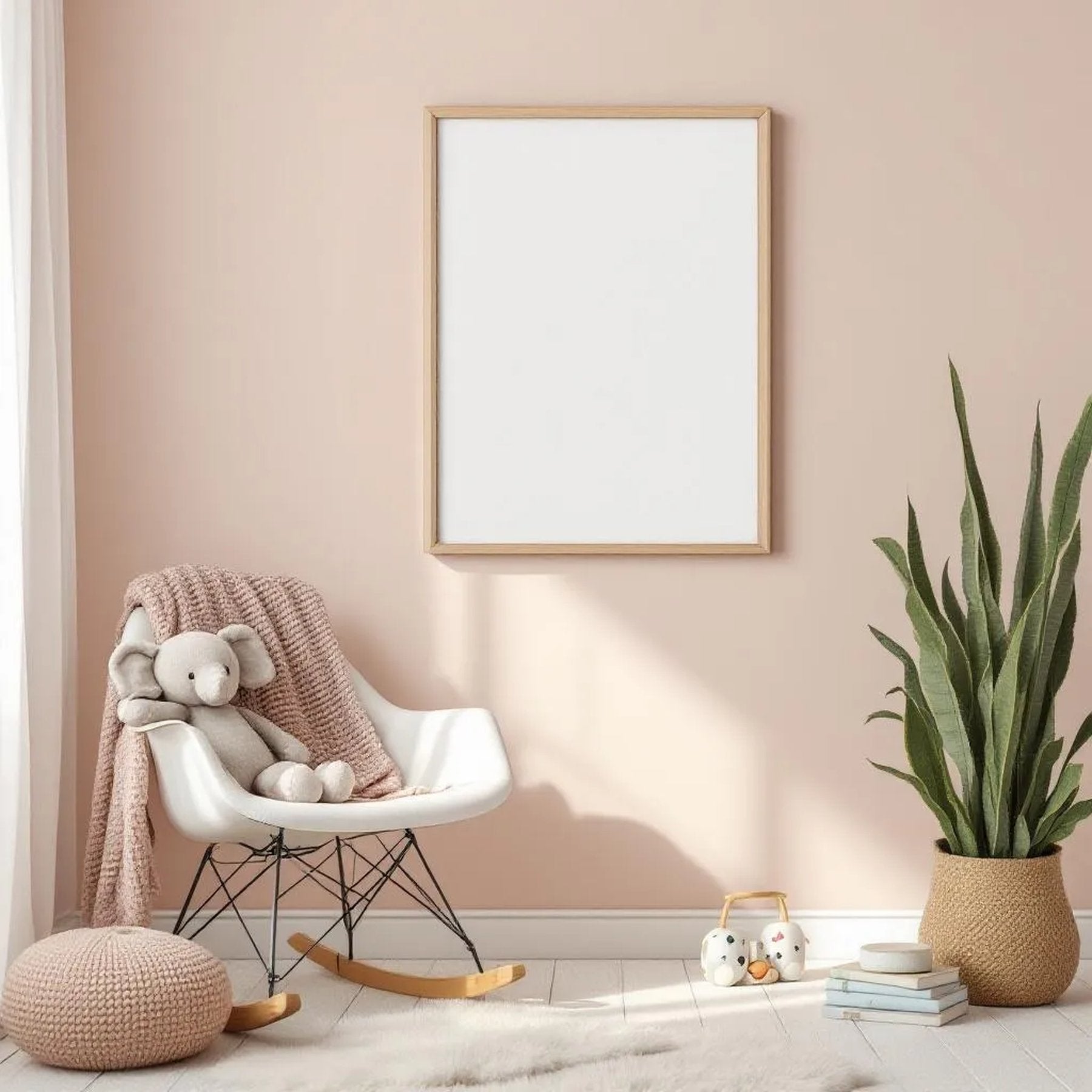 Nursery Interior Frame Mockup — Plain Square Frame Portrait 2:3 — Perspective View — #05088 | MockupBulk