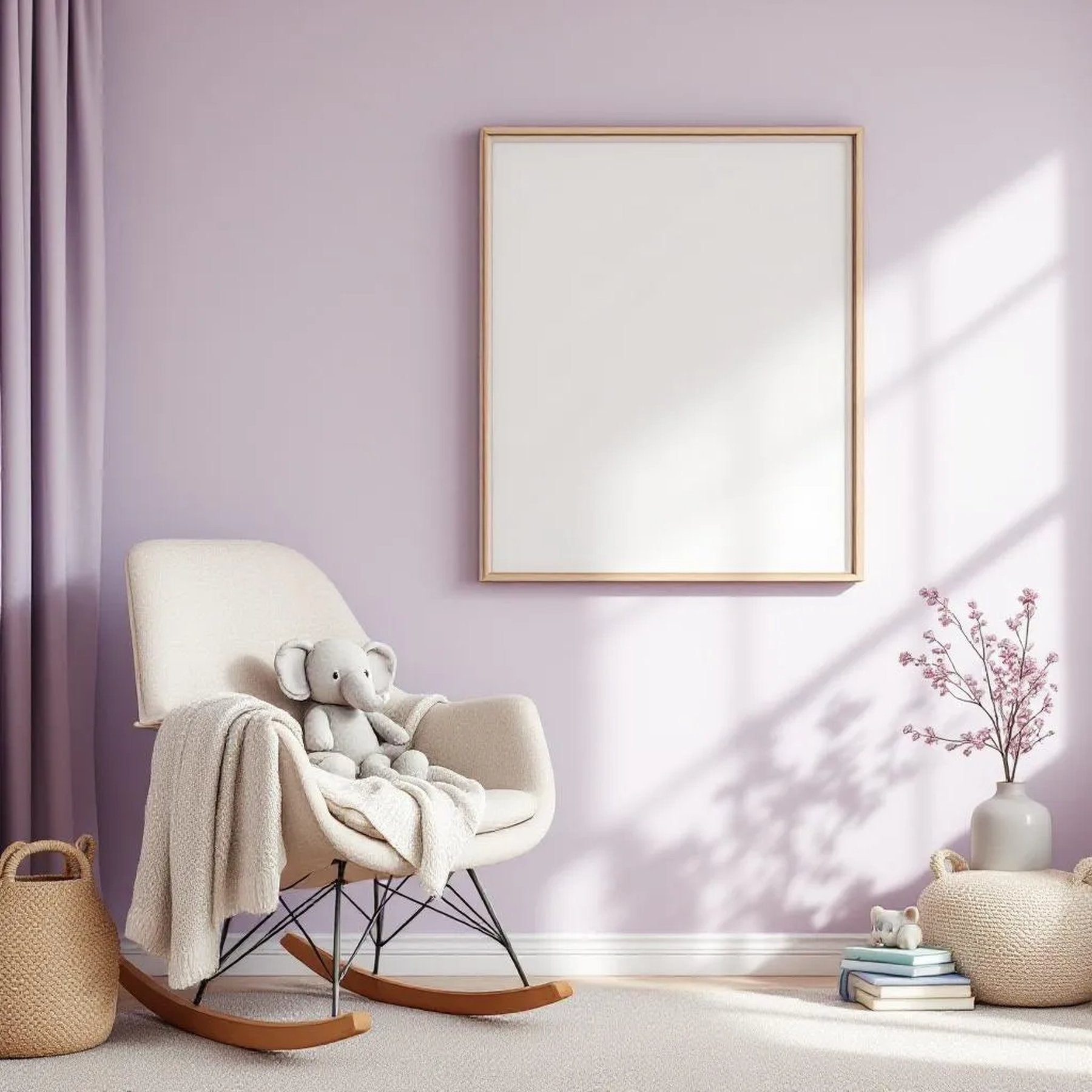 Nursery Wall Art Mockup — Plain Square Frame Portrait 2:3 — Perspective View — #05090 | MockupBulk