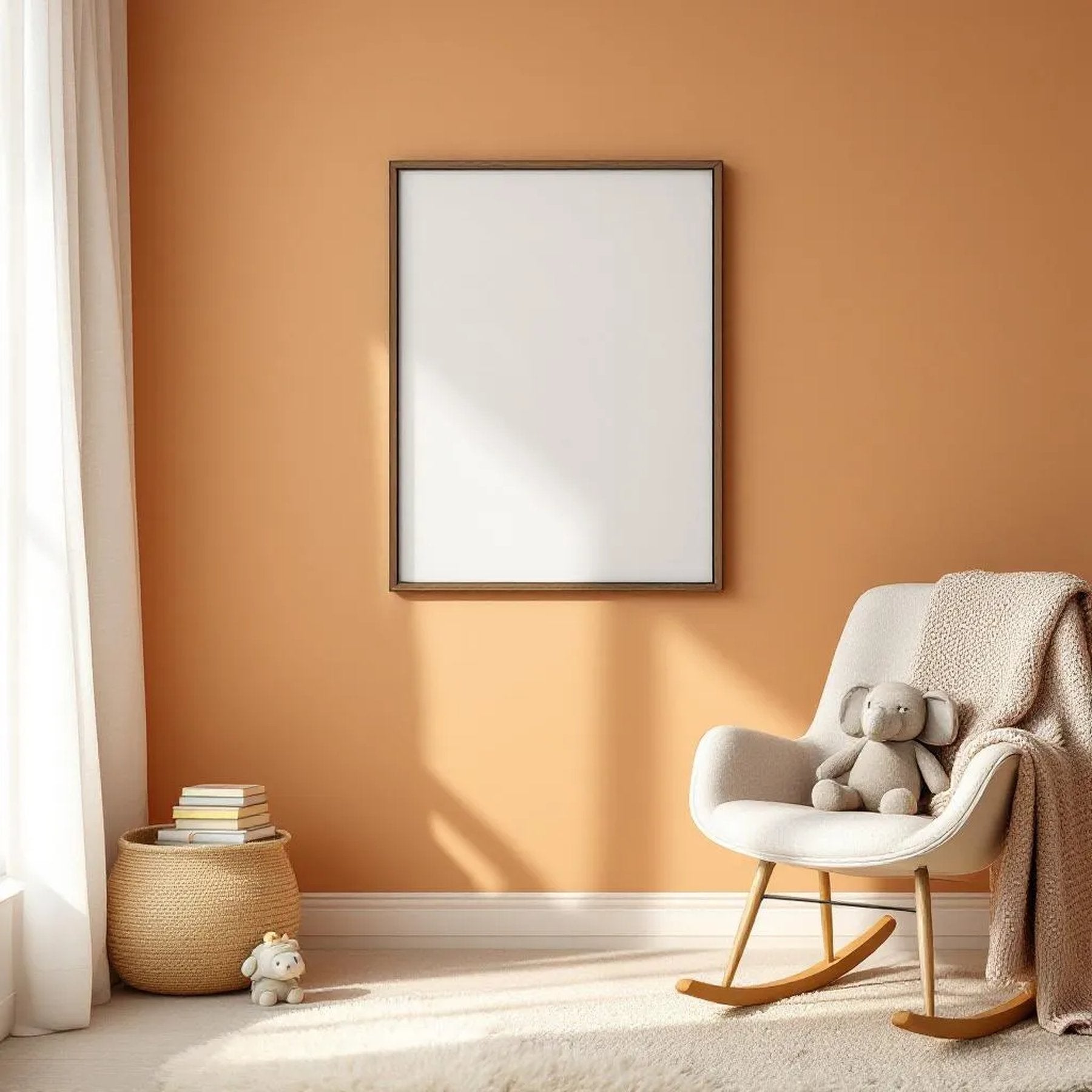 Nursery Wall Art Mockup — Plain Square Frame Portrait 2:3 — Perspective View — #05091 | MockupBulk