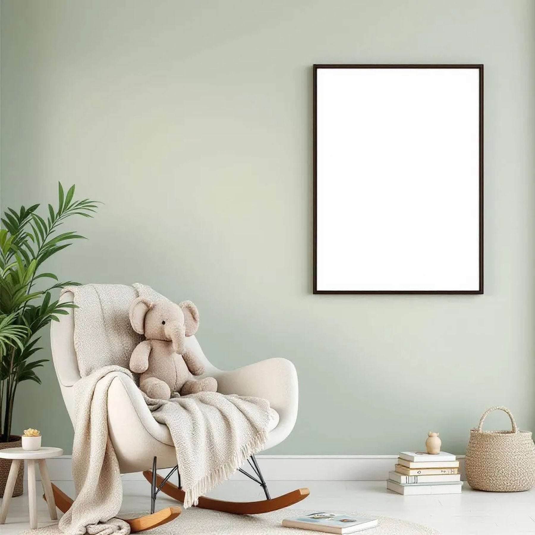 Nursery Styled Room Mockup — Plain Square Frame Portrait 2:3 — Perspective View — #05092 | MockupBulk