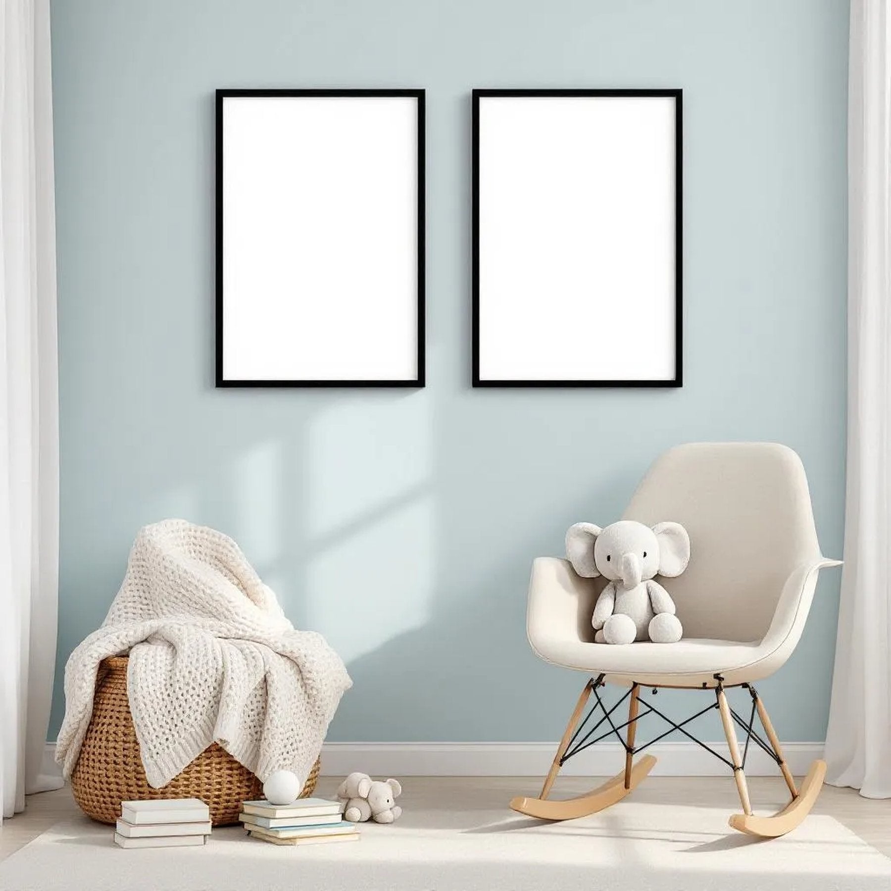 Nursery Premium Interior Mockup — Plain Square Frame Portrait 2:3 — Perspective View — #05094 | MockupBulk