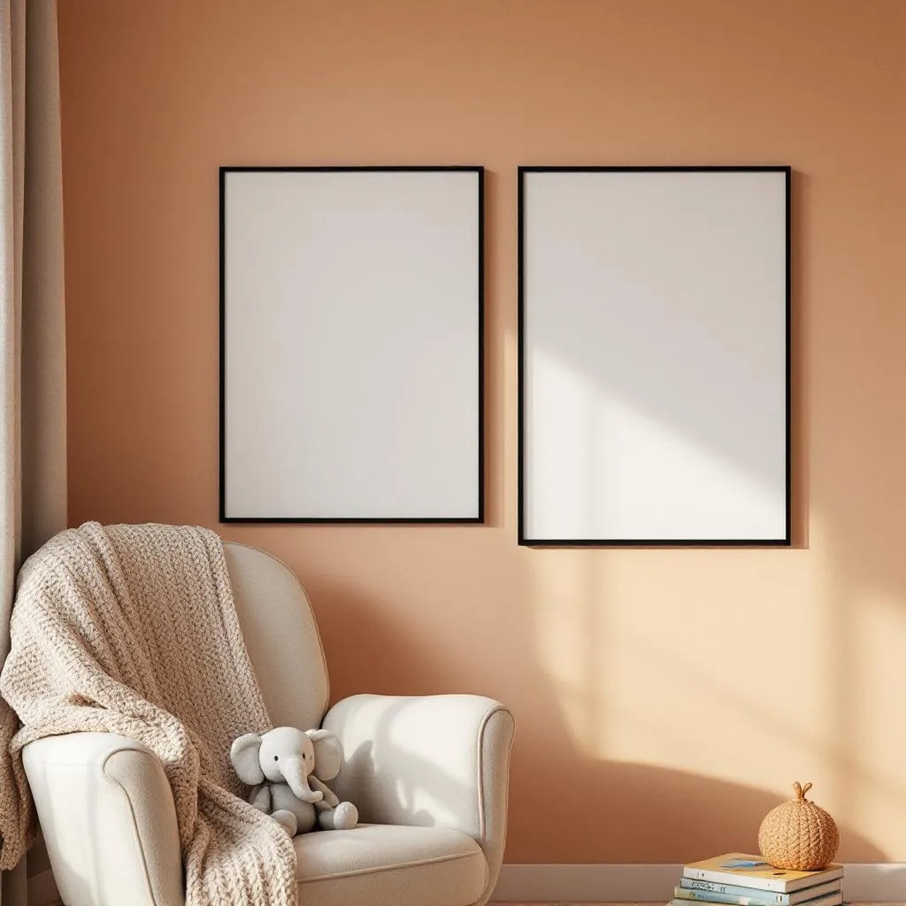 Nursery Professional Frame Mockup — Plain Square Frame Square 1:1 — Perspective View — #05095 | MockupBulk
