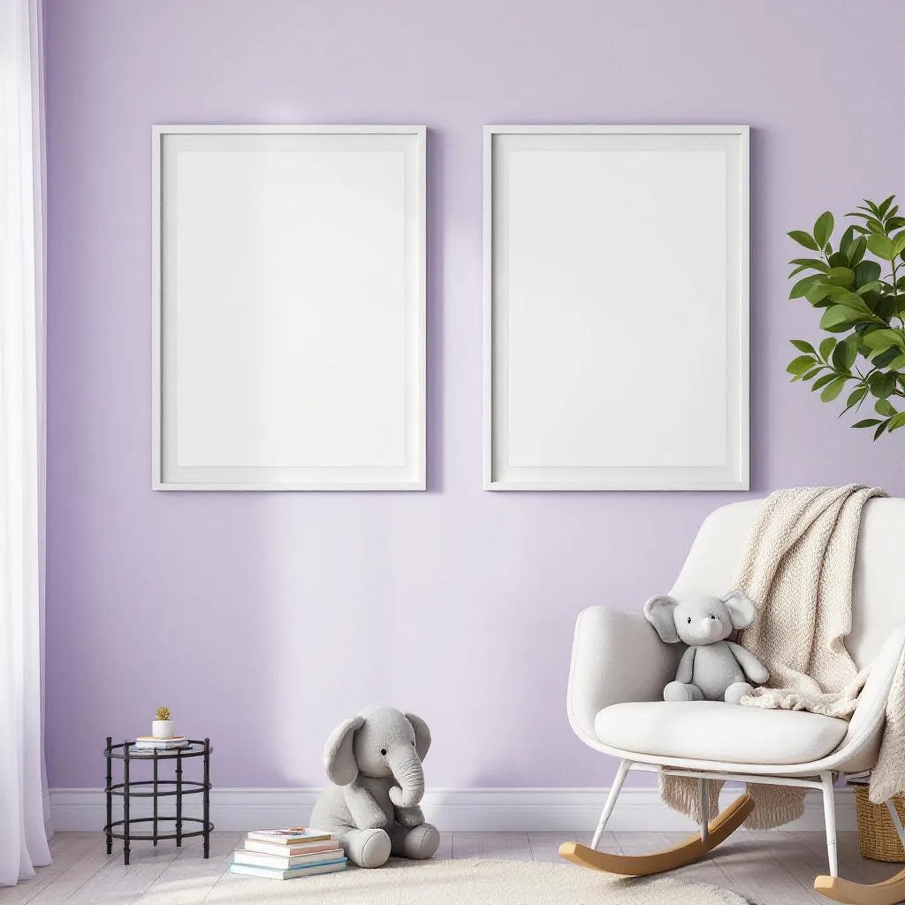 Nursery Premium Interior Mockup — Plain Square Frame Landscape 11x14 — Perspective View — #05098 | MockupBulk