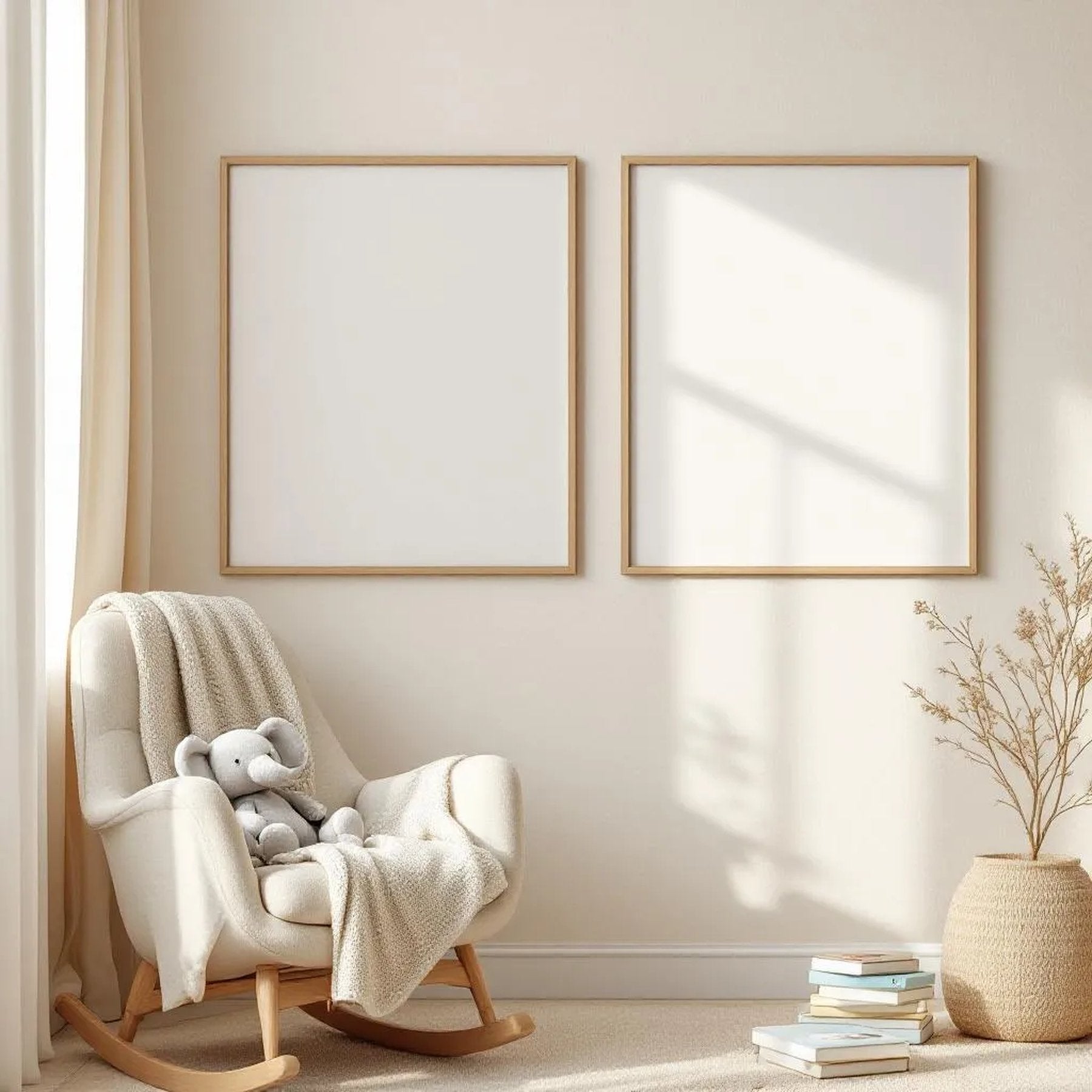 Nursery Styled Room Mockup — Plain Square Frame Portrait 2:3 — Perspective View — #05099 | MockupBulk