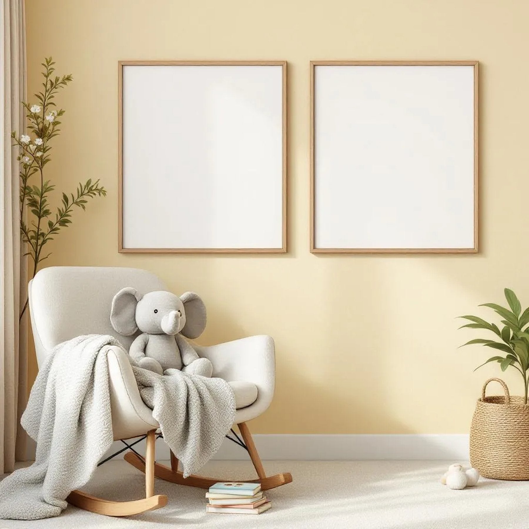 Nursery Professional Frame Mockup — Plain Square Frame Portrait 4:5 — Perspective View — #05102 | MockupBulk