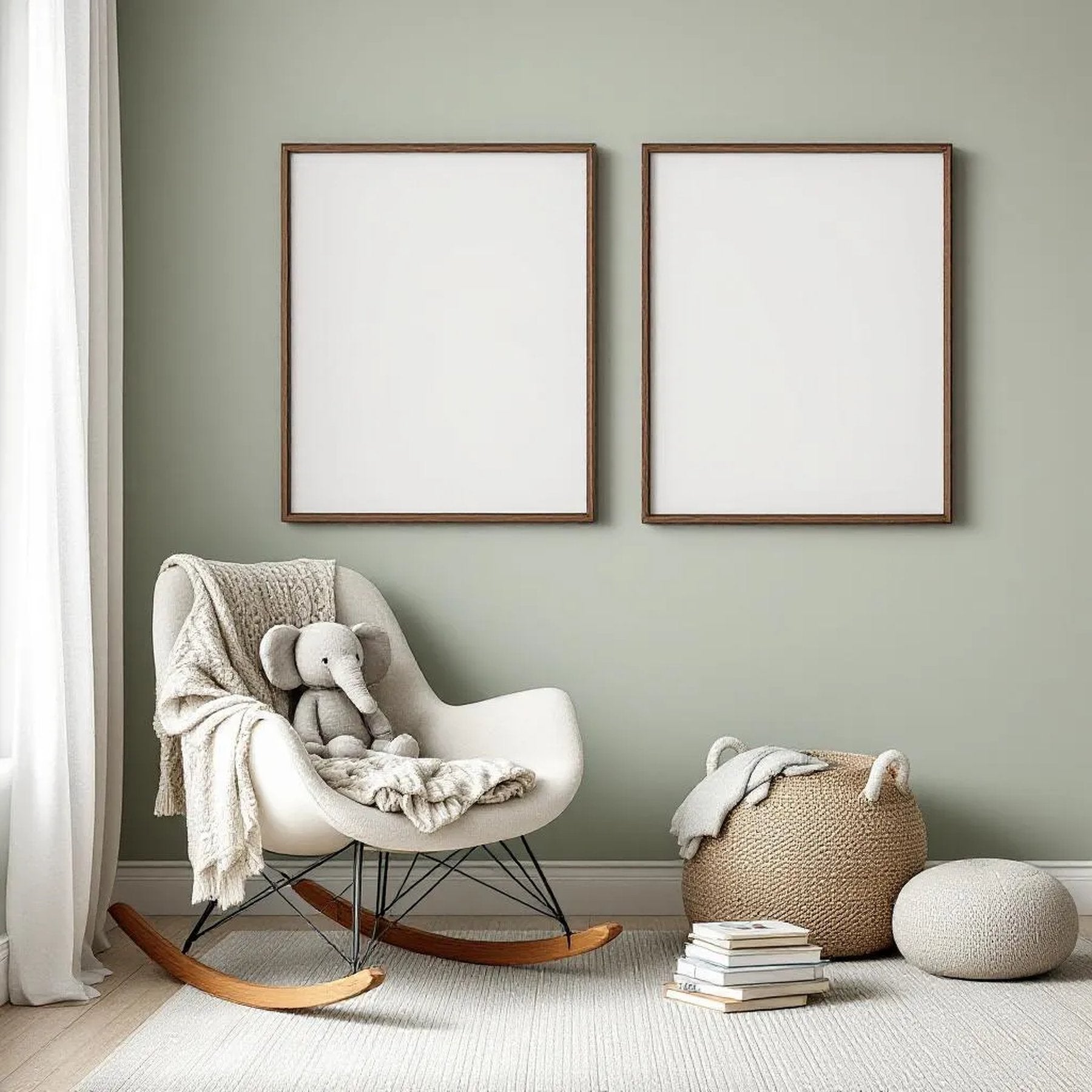 Nursery Wall Art Mockup — Plain Square Frame Portrait 2:3 — Perspective View — #05105 | MockupBulk