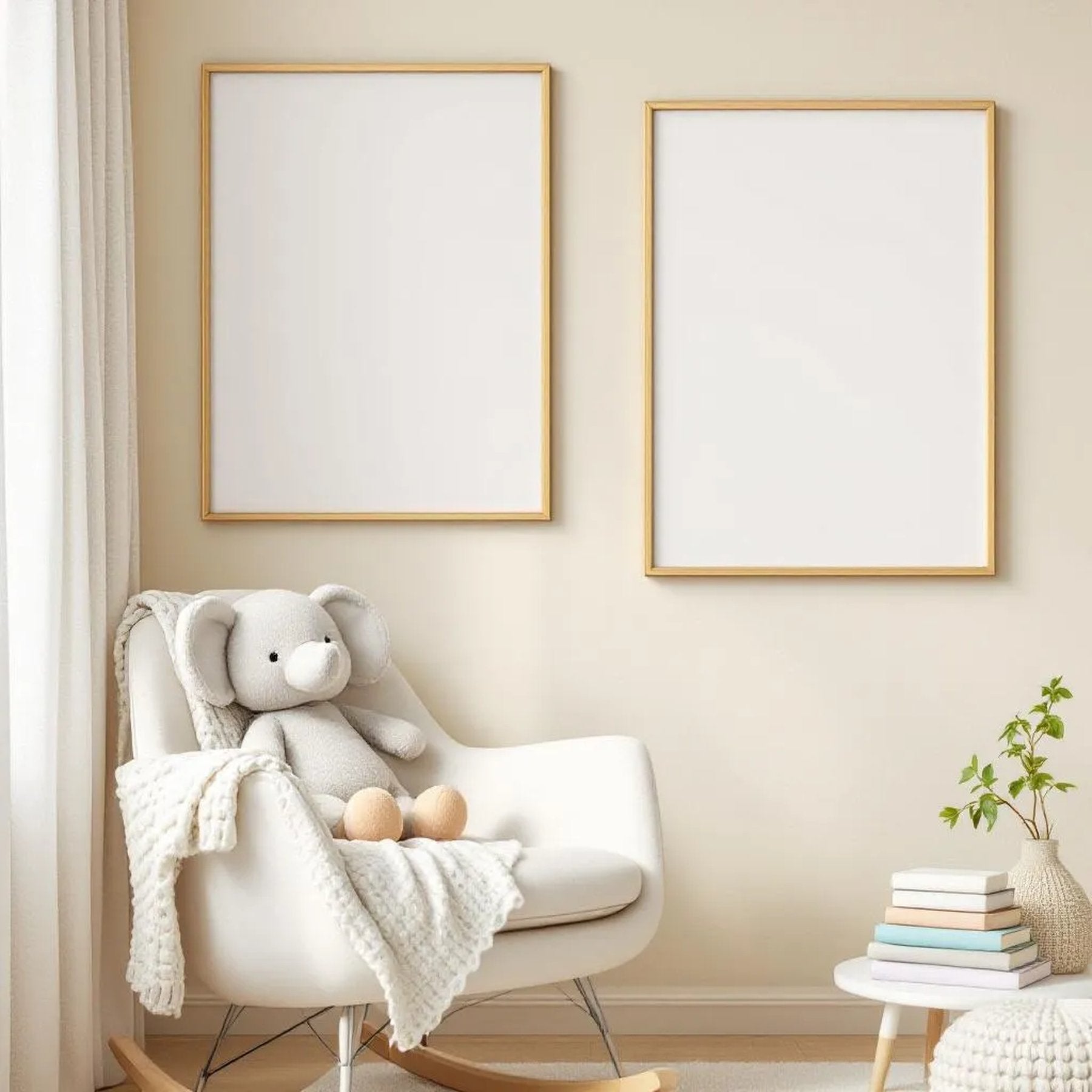 Nursery Frame Display Mockup — Plain Square Frame Square 1:1 — Perspective View — #05106 | MockupBulk