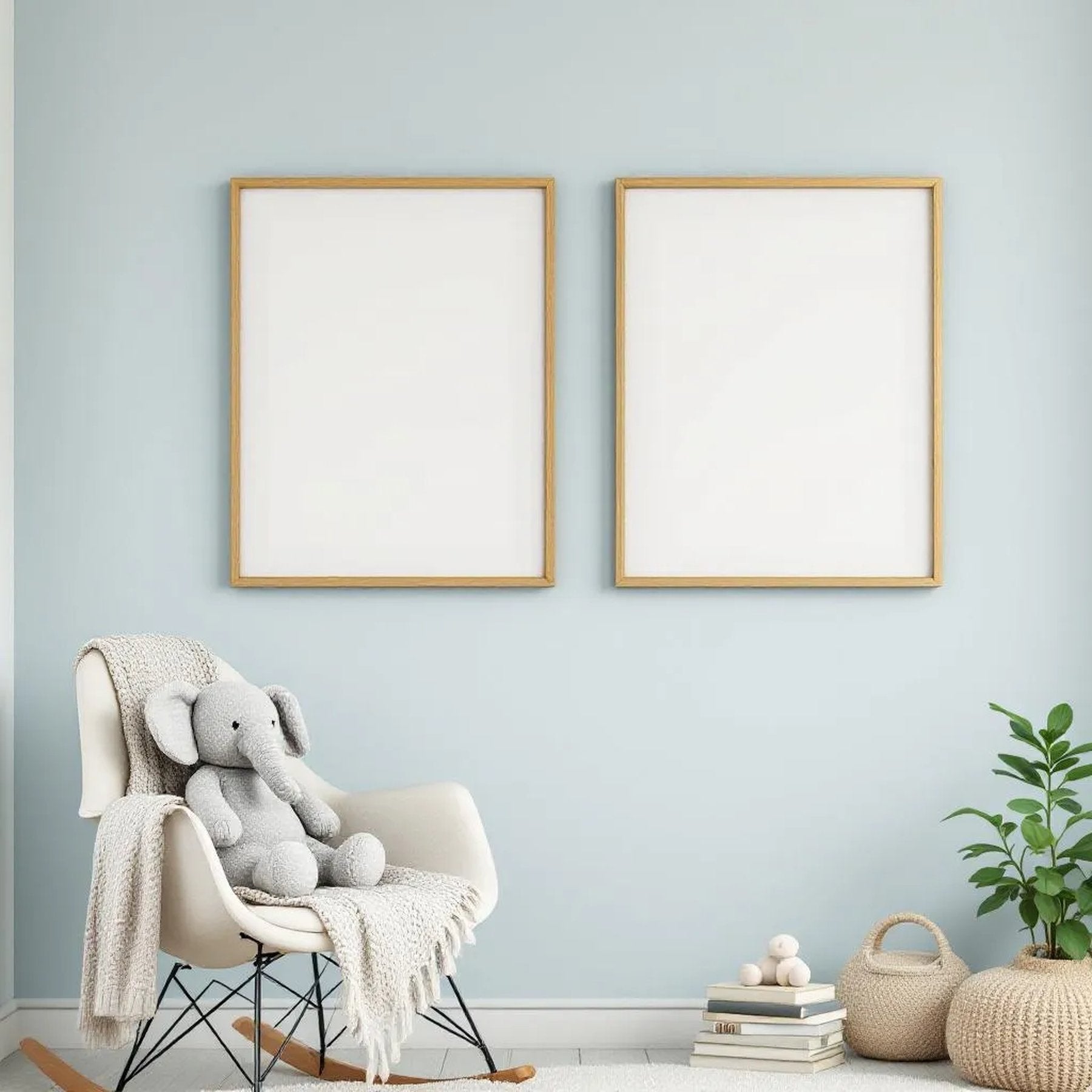 Nursery Styled Room Mockup — Plain Square Frame Portrait 4:5 — Perspective View — #05107 | MockupBulk