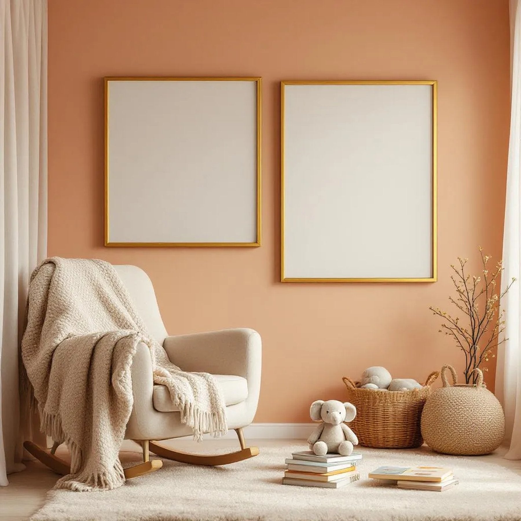 Nursery Premium Interior Mockup — Plain Square Frame Portrait 2:3 — Perspective View — #05108 | MockupBulk