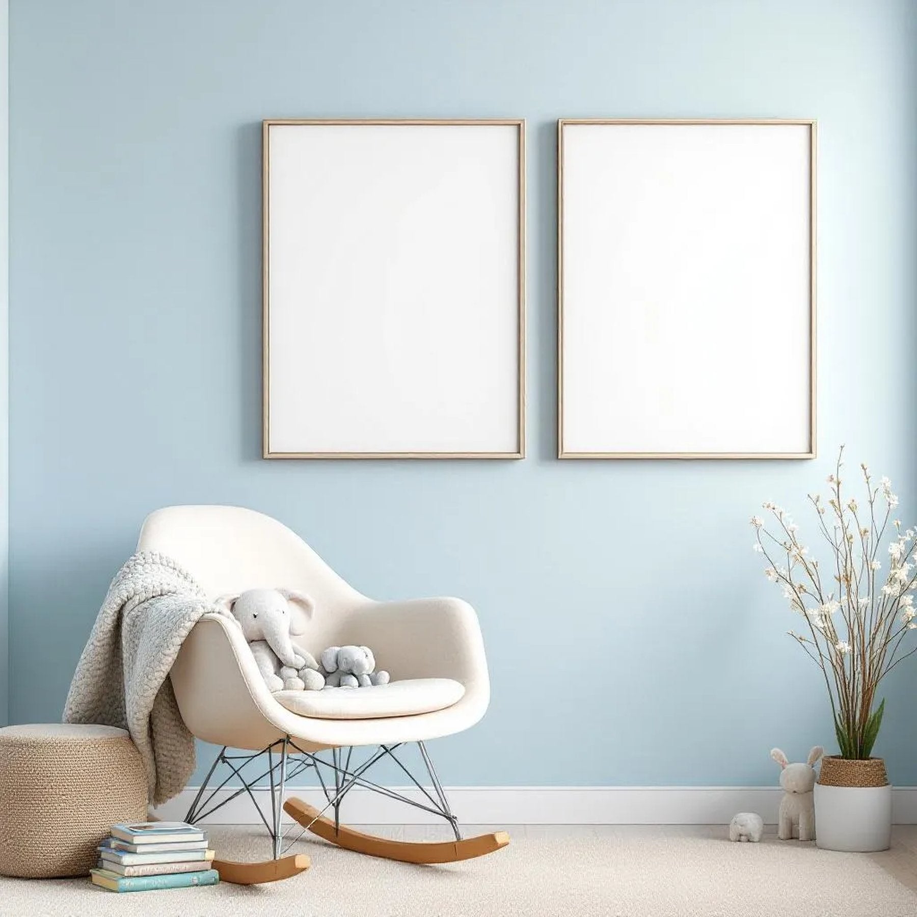Nursery Professional Frame Mockup — Plain Square Frame Portrait 4:5 — Perspective View — #05109 | MockupBulk